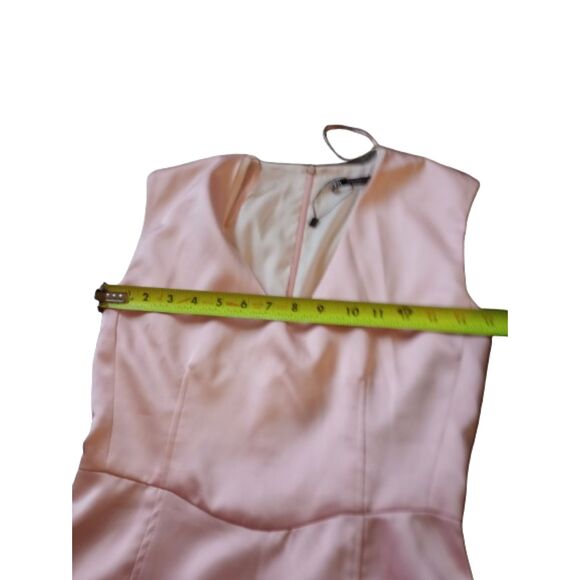 Zara NWOT Women's Size XS Pink Satin Fitted Mini Dress - Picture 4 of 7